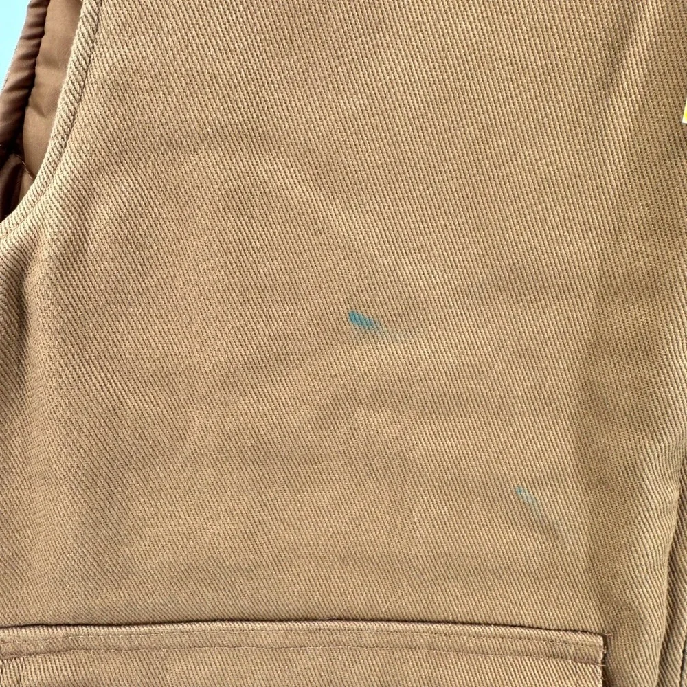 Weatherproof Canvas Workwear Vest Mens Medium Brown Sherpa Lined Quilted Utility
